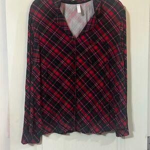 Cacique Red and Black Plaid Button Down Pajama Shirt